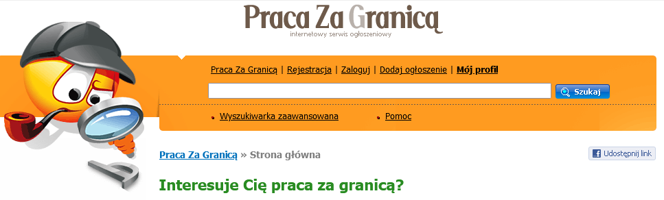 Strona "praca-za-granica.pl" to serwis ogłoszeniowy z aktualnymi ofertami pracy za granicą